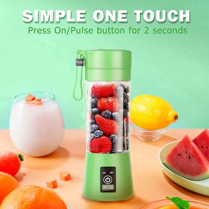 Cordless Portable Personal Size Blender - Make Smoothies and Shakes, Powerful Blending Easy-to-Clean Mini Blender, Great for Kitchen, Home, Party, Travel, Outdoor, Green