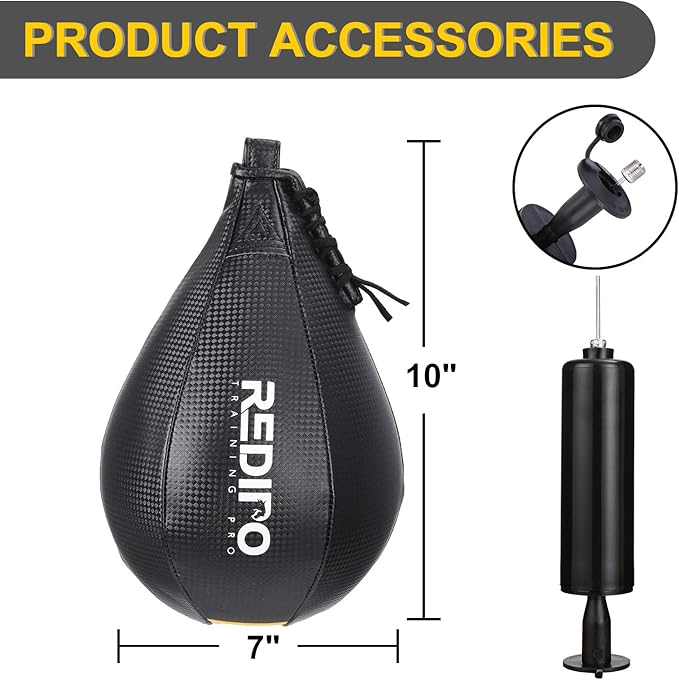Superior Boxing Speed Bag - PU Leather Speed Punching Ball - Heavy Duty Hanging Swivel Ball for Gym & MMA Muay Thai Sports Fitness - Punching Dodge Striking Speed Reflex Ball