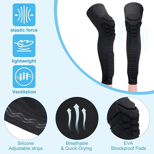 PATIKIL XL Knee Calf Pads, 2 Pack Knee Braces Pad Compression Leg Sleeve Protective Calf Shin Guard for Youth Adults Football Basketball Baseball, Black