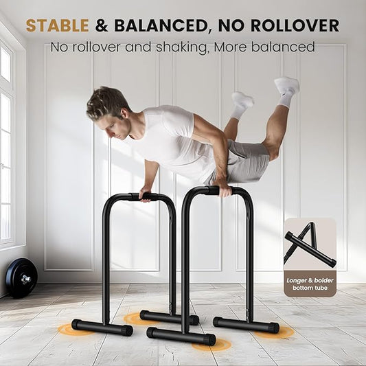 Sportsroyals Dip Bar, Adjustable Dip Stands Station for Home, Functional Heavy Duty Parallette Bars for Upper Body Workout (400/1200LBS Loading Capacity, 2025 New Version)