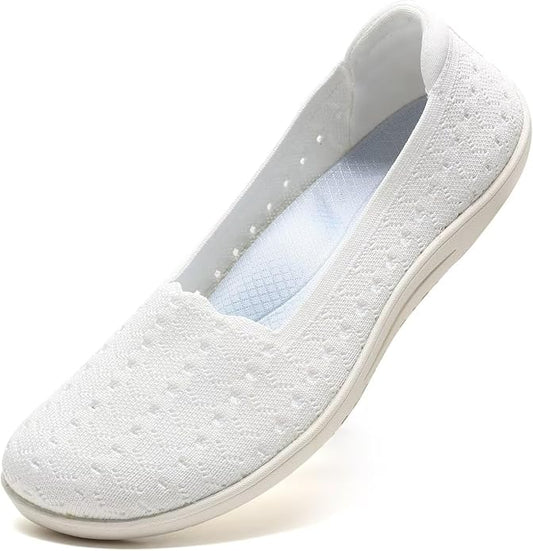 Women's Wide Toe Box Flats Shoes Knit Ballet Flat Slip-on Dress Walking Comfort Shoes