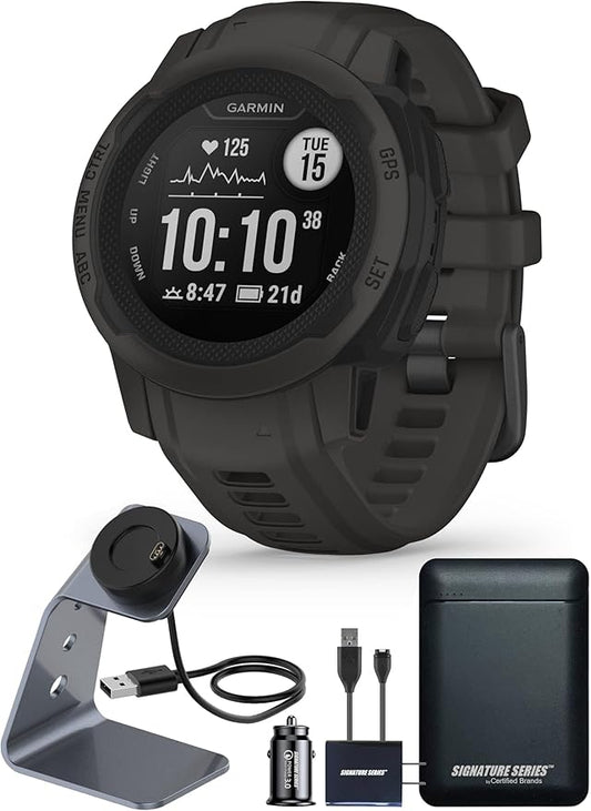 Garmin Instinct 2S Standard Edition GPS Rugged Outdoor Smartwatch w/Signature Power Bundle