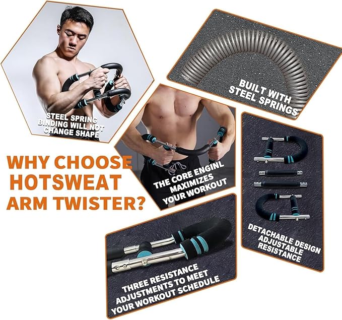 Twister Arm Exerciser Chest Workout,Portable Power Twister Bar,Muscular Strength Enhancer,Thigh Master Trainer Men,At Home Fitness Equipment