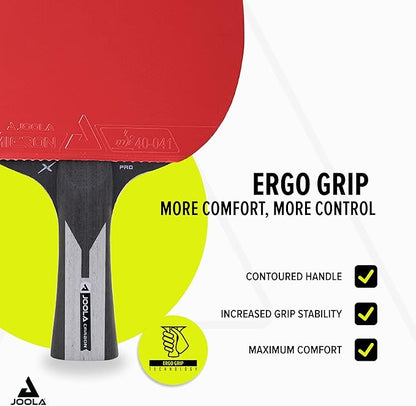 JOOLA Table Tennis Bat Carbon X Pro ITTF Approved Professional Competition Ping Pong Racket Black/Grey 2.0 MM Sponge