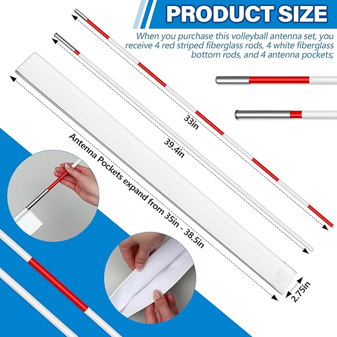Shappy 4 Pcs Volleyball Antenna Set with Sleeve