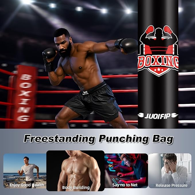 Upgraded Heavy Freestanding Punching Bag for Adults Teens, 70” Standing Punching Bag with Gloves, Pump and Jump Rope, Boxing Reflex Ball, Women Men Kickboxing Bags for Training MMA Fitness Home Gym