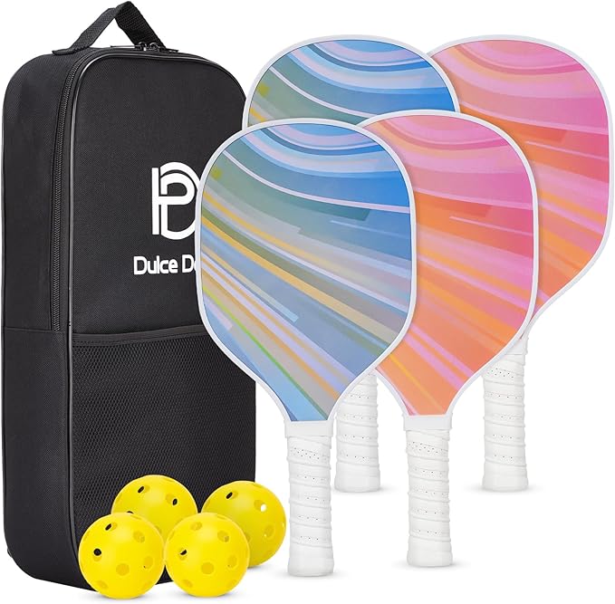 DULCE DOM Pickleball Paddles 2/4 with 4 Pickleball