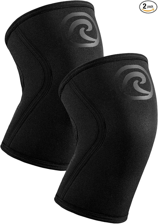 Rehband 5mm Knee Sleeves for Functional Training, Cross-Training & Powerlifting, Weightlifting Knee Support made of Neoprene, Unisex, Colour:Carbon/Black - 1 Pair, Size:Large