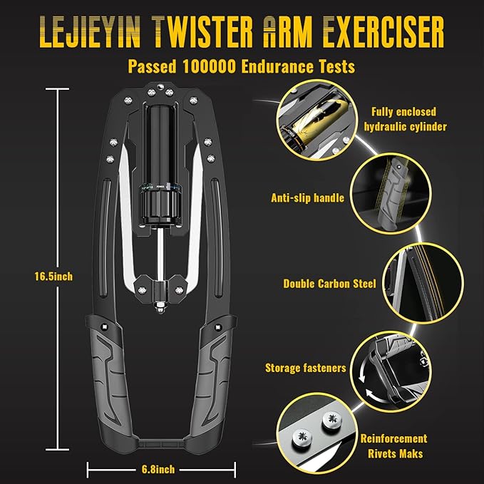 LEJIEYIN Twister Arm Exerciser - Adjustable 22-440lbs Hydraulic