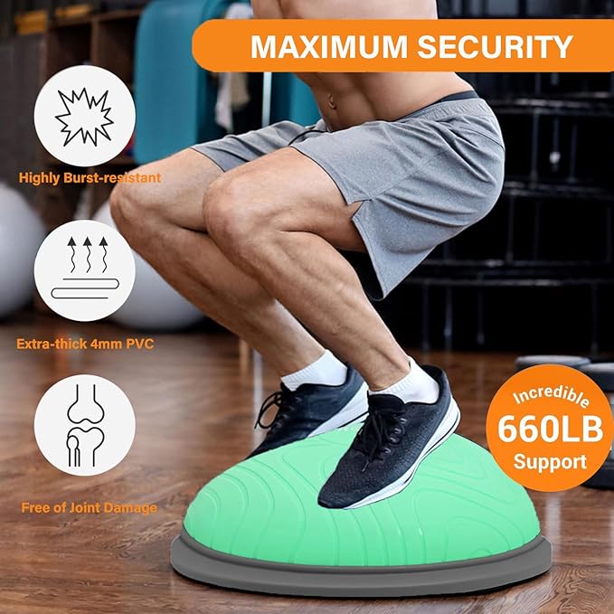 PROIRON Balance Ball Trainer - Air Dome Half Ball with Resistance Bands & Nonslip Base - 660lbs Capacity - Ideal for Yoga & Exercise
