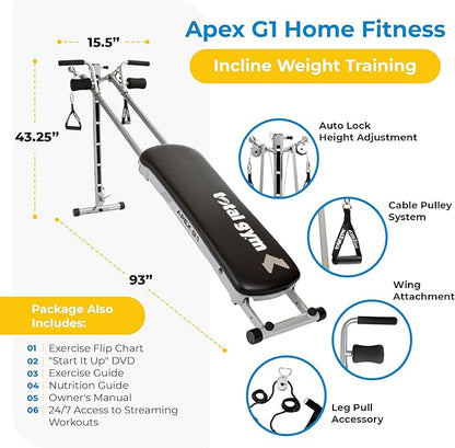 Total Gym APEX Versatile Indoor Home Gym Workout Total Body Strength Training Fitness Equipment