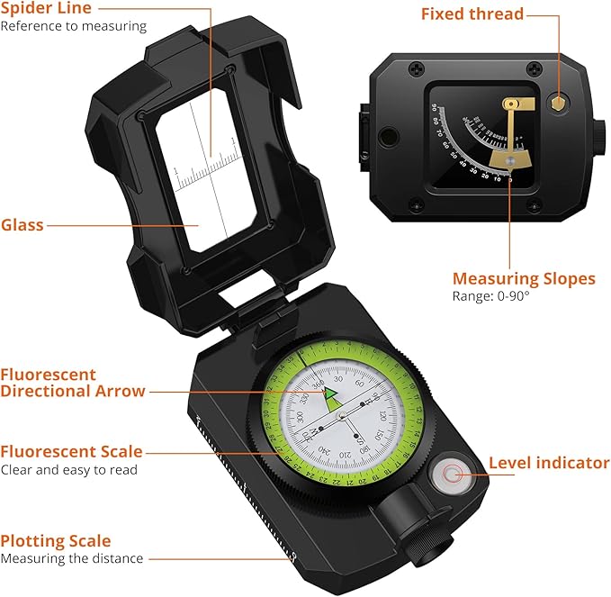 Proster IP54 Hiking Compass with Sighting Clinometer Professional