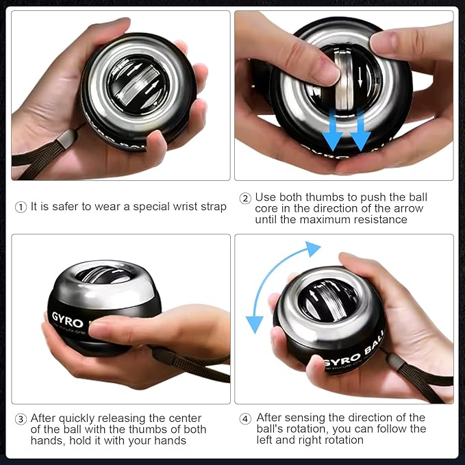 Wrist Trainer Ball Auto-Start Wrist Strengthener Gyroscopic Forearm