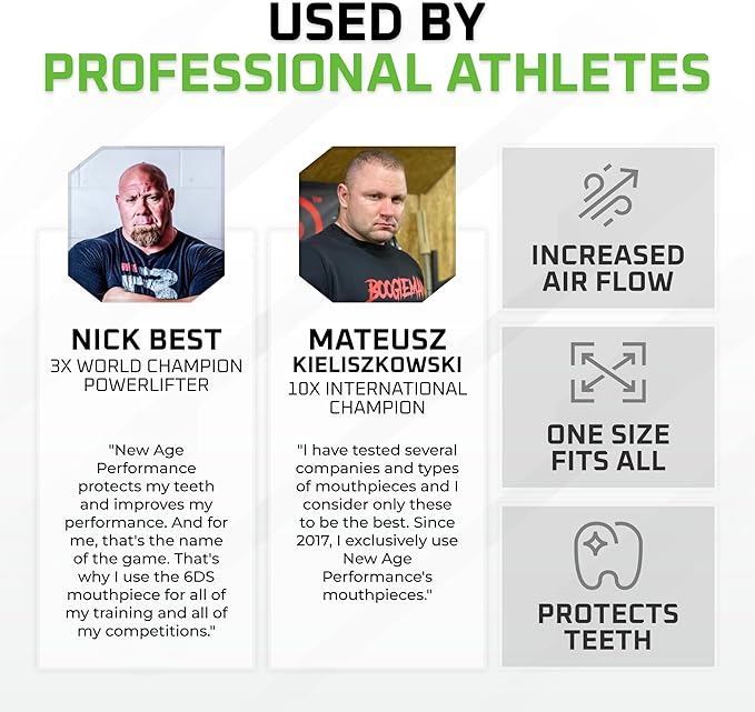 New Age Performance 6DS Weightlifting Mouthpiece, Increase Strength & Reps for Lifting, Powerlifting, Strongmen, Bodybuilding, Calisthenics, Workout Accessory, Fitness Gear (Army Green)