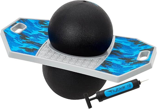 Flybar Pogo Trick Ball for Kids, Bounce Board for Boys and Girls Ages 6+, Up to 160 lbs, Includes Pump, Easy to Carry Handle, Durable Plastic Deck Indoor, Outdoor Toy Pogo Jumper,