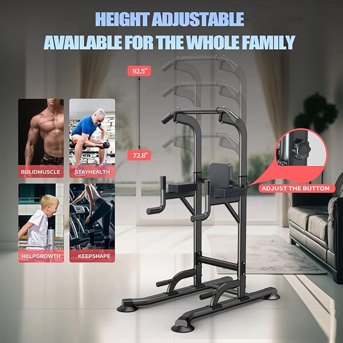 Power Tower Adjustable Height Pull Up & Dip