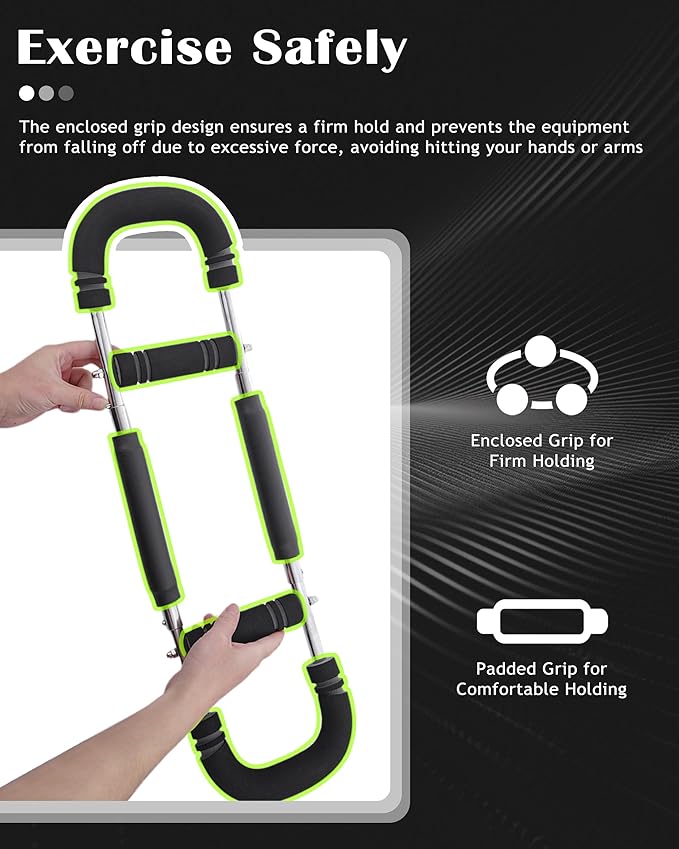 Twister Arm Exerciser, Adjustable Spring Workout Bar, Forearm Triceps Chest Inner Thigh Muscle Enhanced Exercise Strengthener, Upper Body Strength Builder Trainer, Home Fitness Equipment