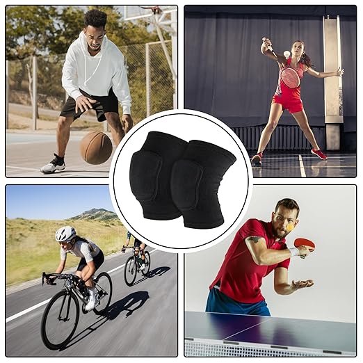 Sibba Kids Knee Pad, Breathable Elastic Knee Brace, Anti-Slip Padded Sponge Knee Protector for Volleyball Dance Running Skating Basketball Football Sports (Black)