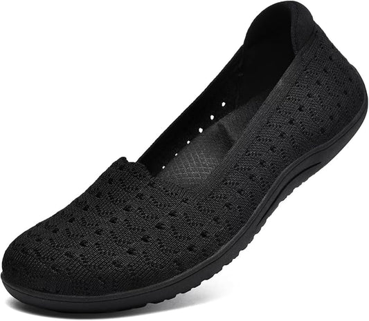 Women's Wide Toe Box Flats Shoes Knit Ballet Flat Slip-on Dress Walking Comfort Shoes