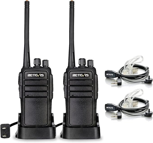 Retevis RT21 Walkie Talkies with Earpiece and Mic Set 2 Way Radios(2 Pack)