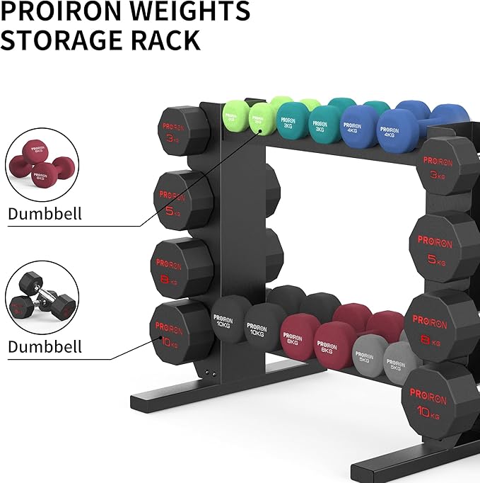 PROIRON Compact Dumbbell Rack Stand Only, Stable Dumbbell Storage Rack with Extra Long Steel Pipe Base ,Weight Rack for Dumbbells Strength Training Dumbbell Racks，Weight Rack for Home Gym Storage,Max.Weight 450 lbs.