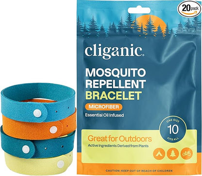 Cliganic Mosquito Repellent Microfiber Bracelets (20 Pack) -