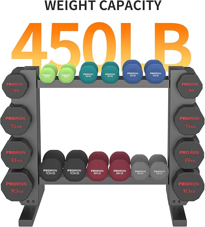 PROIRON Compact Dumbbell Rack Stand Only, Stable Dumbbell Storage Rack with Extra Long Steel Pipe Base ,Weight Rack for Dumbbells Strength Training Dumbbell Racks，Weight Rack for Home Gym Storage,Max.Weight 450 lbs.