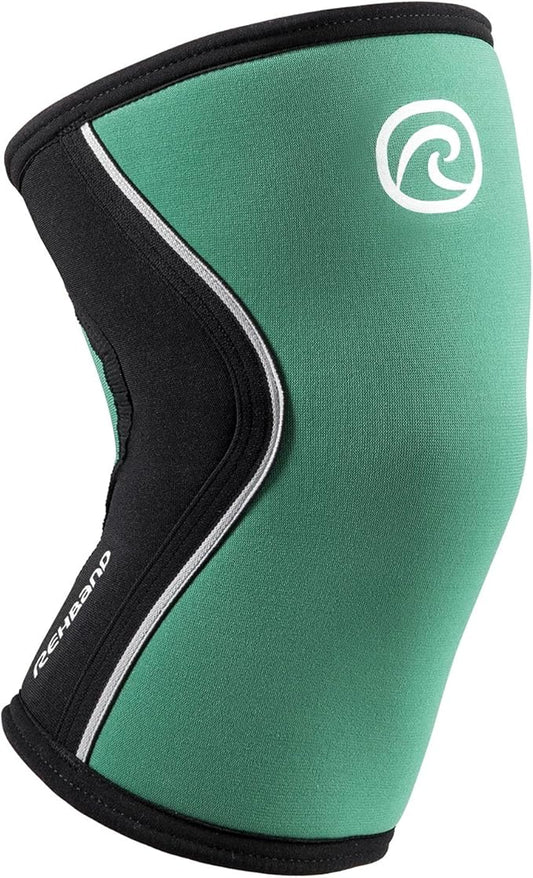 Rehband 5mm Knee Sleeves for Functional Training, Cross-Training & Powerlifting, Weightlifting Knee Support made of Neoprene, Unisex, Colour:Emerald Green/Black, Size:Small