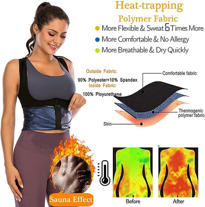 Sweat Vest for Women Sauna Suit for Women Weight Loss Sauna Shirt Sweat Jacket Body Shaper.