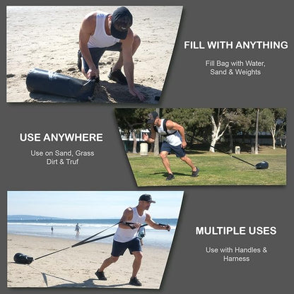 Resistance Training Sled - Weight Sled Harness & 3X The 4-Piece Kit