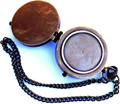 Engravable Compass Nautical Pocket Brass Compass with Leather