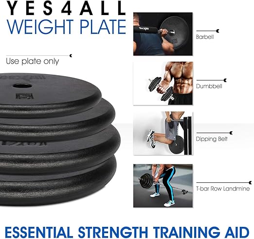 Yes4All 1 Inch Grip Cast Iron Weight Plates for Dumbbells – Standard Weight Plates - 20lb