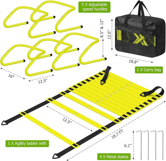 Speed and Agility Training Equipment: 5 Adjustable Agility 20ft Agility