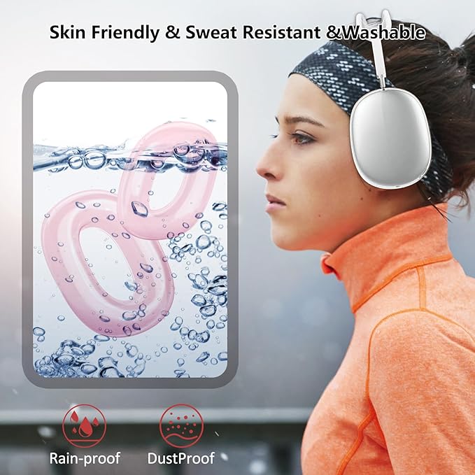 for AirPods Max Case Earpads Cover,EarCups Protector,Soft TPU Clear Ear pad Skin for Airpods Max Accessories,Anti-Scratch No-Yellow Sweatproof Washable AirPod Max Case Cover-Pink