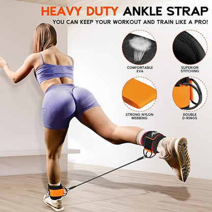 Ankle Resistance Bands, Ankle Bands for Working Out with Cuffs, Resistance Bands for Leg Butt Training Workout Equipment for Kickbacks Hip Gluteus Training Exercises, Ankle Strap with Exercise Bands