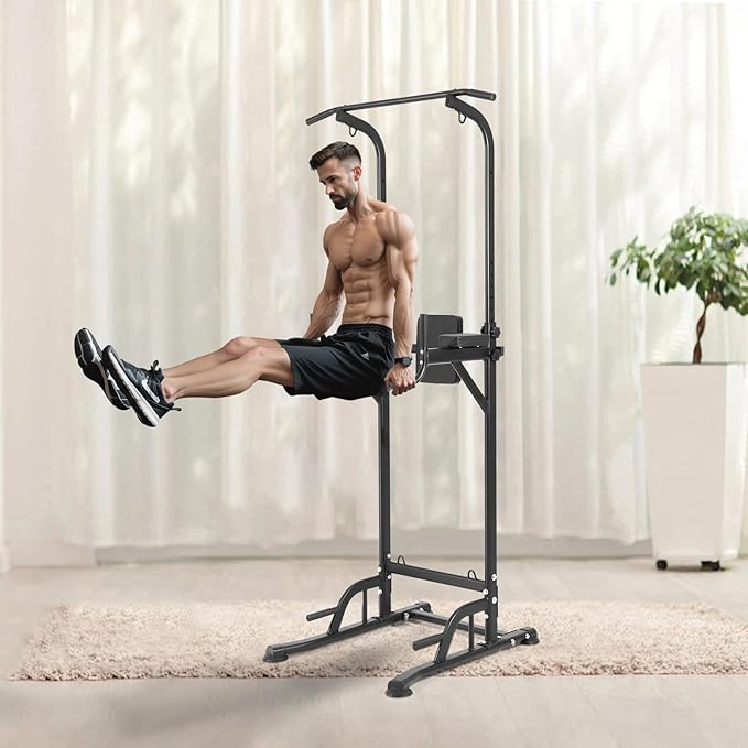 VEVOR Power Tower Dip Station 10-Level Height 7-Level Adjustable 440LBS