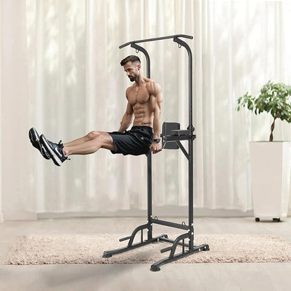 VEVOR Power Tower Dip Station 10-Level Height 7-Level Adjustable 440LBS