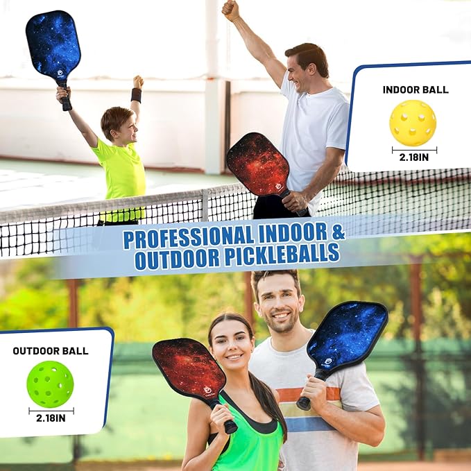 DULCE DOM Pickleball Paddles 2/4 with 4 Pickleball