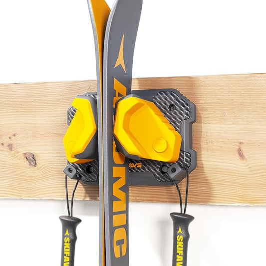 Ski & Snowboard Wall Rack for Garage - Fits Any Ski/board, Damage-Free Storage, Yellow, 1 Pack
