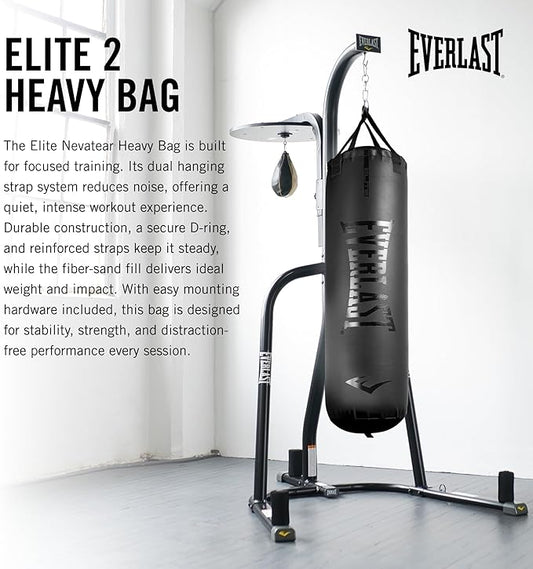Everlast Elite 2 & Prime Punching Bag – Durable PVC Boxing Bag & Equipment for MMA, Kickboxing, Muay Thai, Home Gym Training