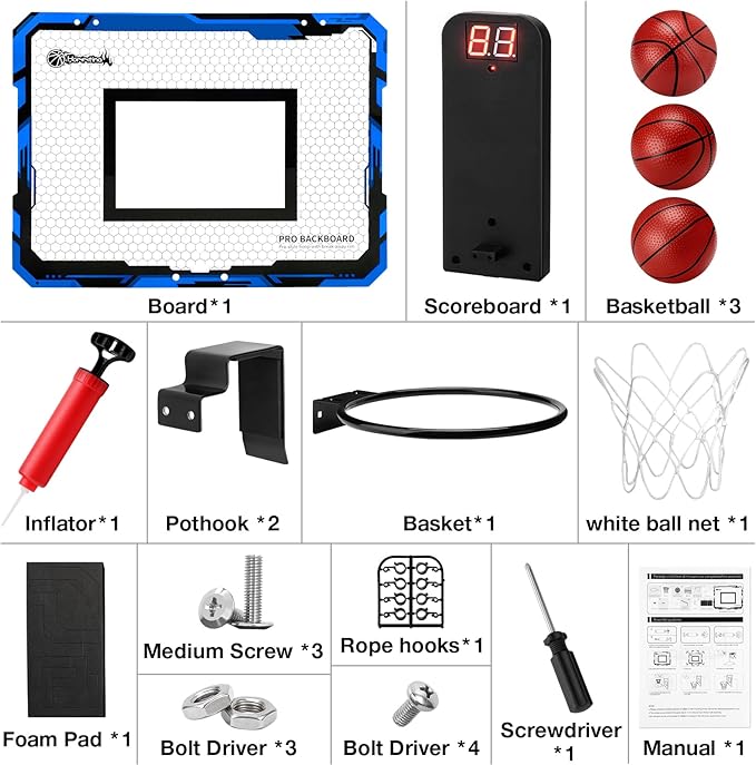 Hommtina Basketball Hoop Indoor Mini Basketball Hoop 3 Balls,