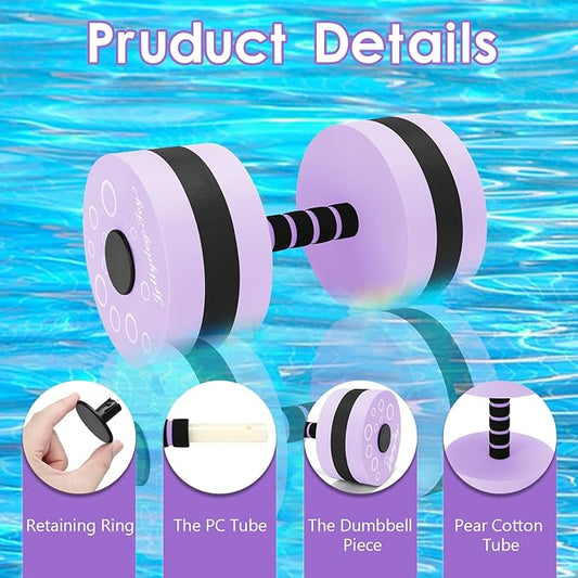 Aquatic Exercise Dumbbells, 2PCS Aqua Fitness Barbells, EVA-Foam Water Rings Dumbbell Set, Pool Weights Dumbbells Set for Water Aerobics Weight Loss, Pool Fitness, Water Exercise