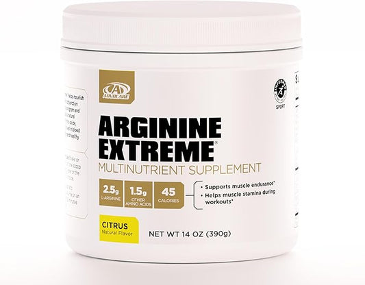AdvoCare Arginine Extreme Multinutrient Supplement - Pre-Workout Amino Acids Supplement - Supports Stamina & Endurance* - Includes Vitamin B-12, L-Arginine & More - Citrus, 14 oz
