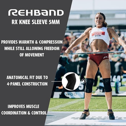 Rehband 5mm Knee Sleeves for Functional Training, Cross-Training & Powerlifting, Weightlifting Knee Support made of Neoprene, Unisex, Colour:Steel Grey - 1 Pair, Size:X-Small