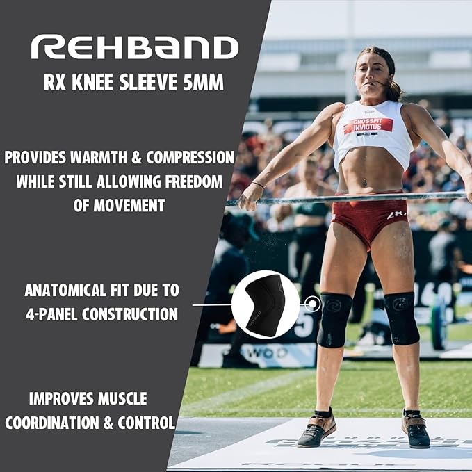 Rehband 5mm Knee Sleeves for Functional Training, Cross-Training & Powerlifting, Weightlifting Knee Support made of Neoprene, Unisex, Colour:Gold/Black - 1 Pair, Size:Small