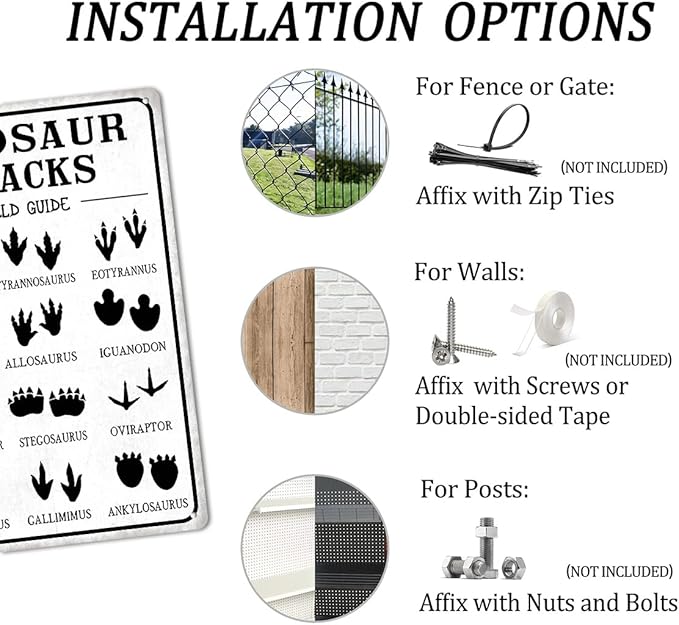 Dinosaur Tracks Field Guide Metal Tin Sign Wall 8x12 Inch