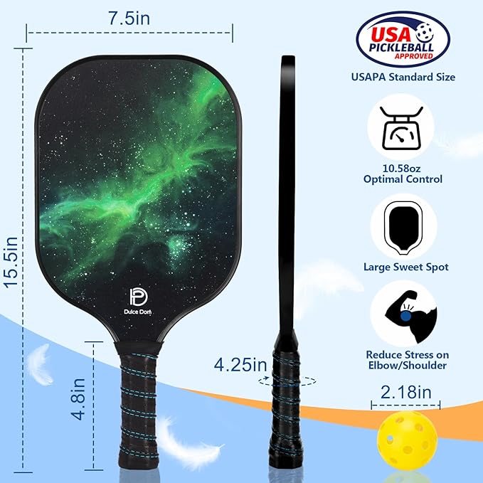 DULCE DOM Pickleball Paddles 2/4 with 4 Pickleball
