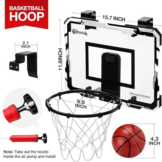 Hommtina Basketball Hoop Indoor Mini Basketball Hoop 3 Balls,