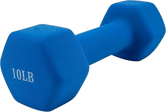 Weights Dumbbells set of 2 Fitness for Man Woman Home Gym Health Exercise 10LB Blue Rubber Hex Dumb Bells