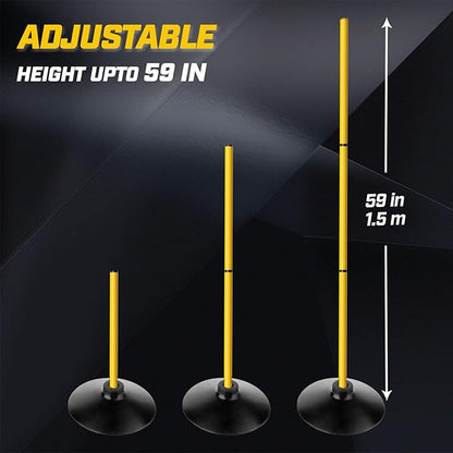 Agility Training Poles Set (Rubber Base with 3.3ft/1m 4.9ft/1.5m Poles)